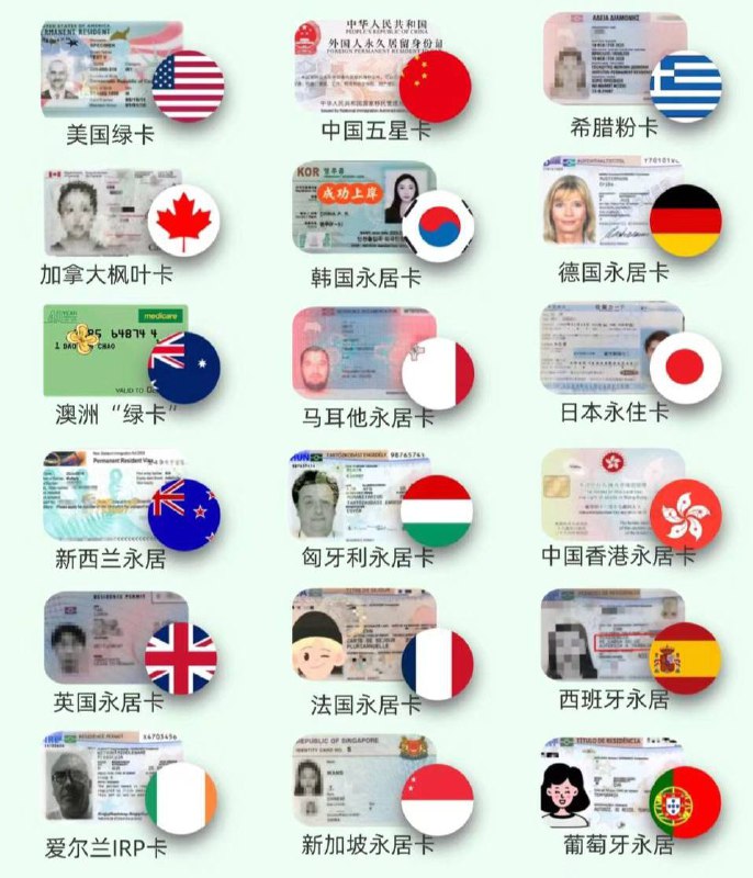 各国 绿卡 样本